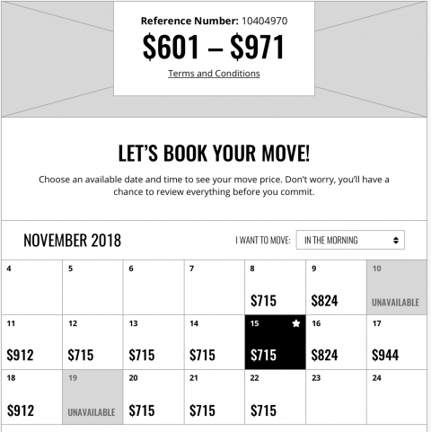 Movetrac Booking Wireframe