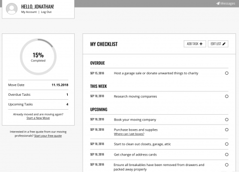 Movetrac Checklist Wireframe