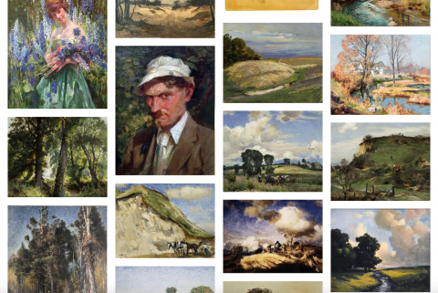 masonry grid of Mathias Alten's impressionist paintings