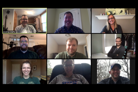 nine members of RDG on Zoom stand-up call