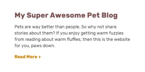 Pet blog article teaser with "read more" link at the bottom