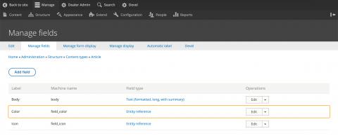 Manage fields screen in Drupal 8