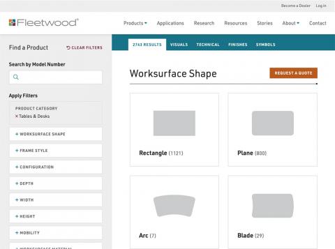 Web page displaying icons of all table shapes