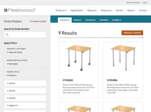 Web page displaying product teasers