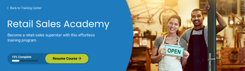 Course banner with progress and resume training button