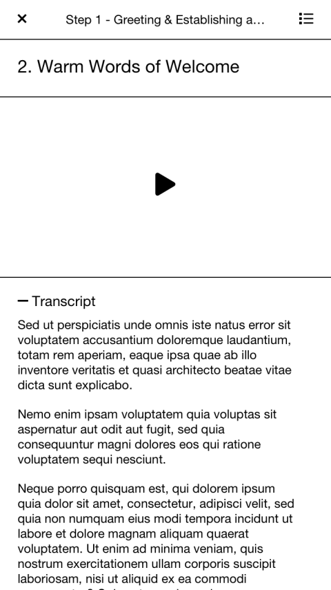 A lesson video with transcript.