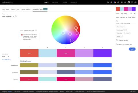 Color blind tool for testing color palettes