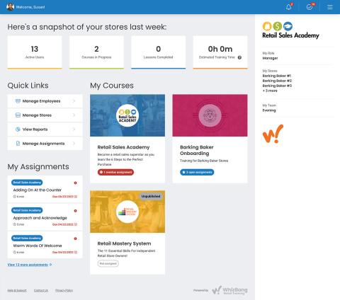 The RSA Dashboard before the redesign featured cooler colors, sharp corners, and a busy layout.