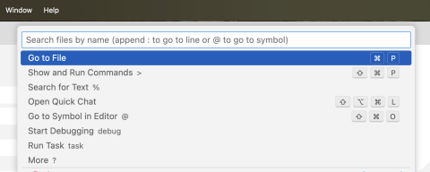 VS Code top bar search showing Go to File selected