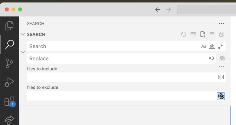 VS Code side bar search expanded