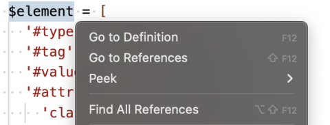 VS Code right click menu show Go to Definition and Go to Reference options