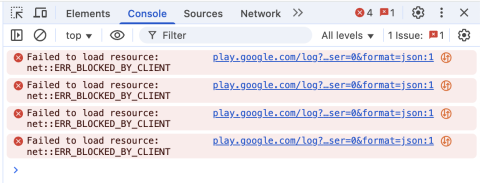 Console tab displaying log messages