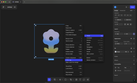 Figma changing HTML element on an image