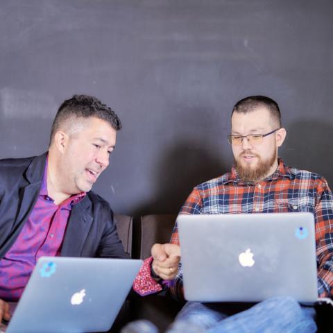 Brett and Ben collaborating on a project