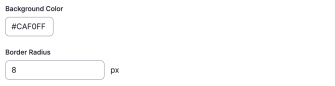 Inputs for Background Color and Border Radius on a Node