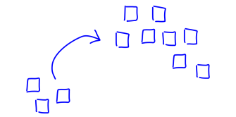 Sticky notes scribbles with arrow