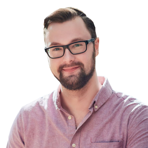 Frank head and shoulders, with glasses, beard, and red checked dress shirt