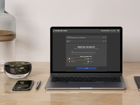 Laptop with lead capture form in progress